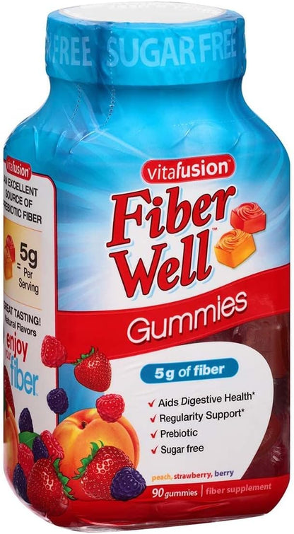 VitaFusion, Fiber Well Gummies, Fiber Supplement, Assorted Flavors - 90 gummies, Pack of 4
