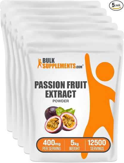 BulkSupplements.com Passion Fruit Extract Powder - Passion Fruit Supplement, Passion Fruit Powder - Gluten Free & No Added Sugar, 400mg per Serving, 5kg (11 lbs) (Pack of 5)