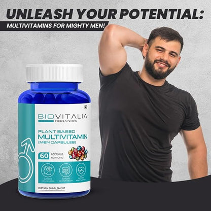Biovitalia Multivitamin Capsules for Men Promote Body Immunity & Support Healthy Heart Function for Daily Active Energy -Enriched with Essential Vitamins, Minerals, Antioxidants - 60 Capsules
