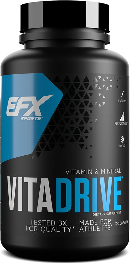 EFX Sports Vita Drive | Multivitamin Formulated for Athletes | Complex of Vitamins, Minerals, Micronutrients, & Antioxidants | 30 Servings, 120 Capsules