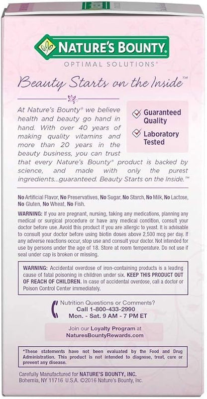 Nature's Bounty Optimal Solutions Hair Skin & Nails Extra Strength Softgels, 150 Count