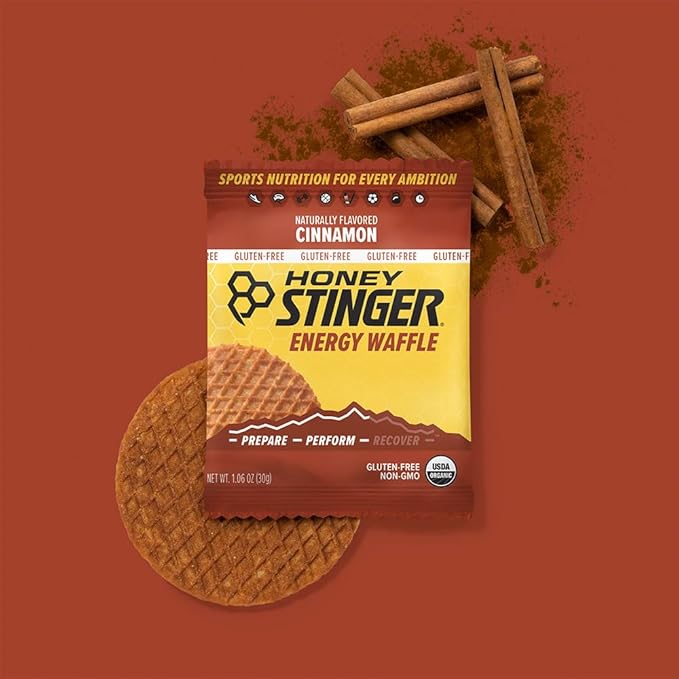 Honey Stinger Gluten Free Organic Waffles -12 Count Variety Pack With Sticker and Polybag - Energy Source - 4 Units Each of Salted Caramel, Cinnamon and Cookies & Cream