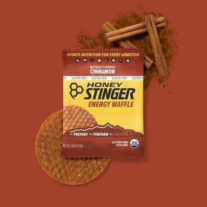 Honey Stinger Gluten Free Organic Waffles -12 Count Variety Pack With Sticker and Polybag - Energy Source - 4 Units Each of Salted Caramel, Cinnamon and Cookies & Cream
