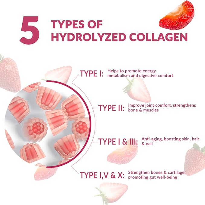 Sugar Free Collagen Gummies for Women, 2000mg Protein Type I,II,III,V,X with 5000mcg Biotin Vitamin C D B12, Hydrolyzed Collagen Peptides Gummies for Immune Digestion Skin Hair Nails Energy Bone Joint