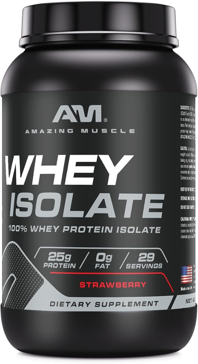 Whey Protein Isolate Powder | 25 Grams Protein Per Serving | 100% Whey Isolate | Zero Fat | Made in USA (2 Lb, Strawberry)
