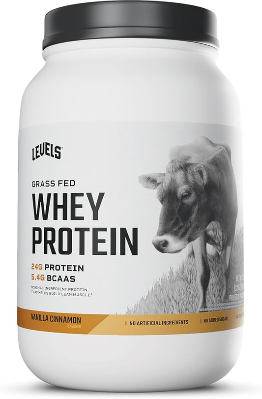 Levels Grass Fed Whey Protein Powder, No Artificials, 24G of Protein, Vanilla Cinnamon, 2LB