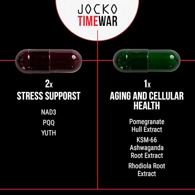 Jocko Fuel TIME WAR Multivitamin - Healthy Aging Supplement for Heart, Bone, & Eye Health, Essential Vitamins and Minerals, Supports Stress Relief and Energy Levels - 30 Day Supply