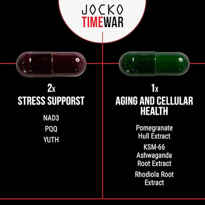 Jocko Fuel TIME WAR Multivitamin - Healthy Aging Supplement for Heart, Bone, & Eye Health, Essential Vitamins and Minerals, Supports Stress Relief and Energy Levels - 30 Day Supply