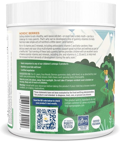 Nordic Naturals Nordic Berries, Citrus - 120 Gummy Berries - Great-Tasting Multivitamin for Ages 2+ - Growth, Development, Optimal Wellness - Non-GMO, Vegetarian - 30 Servings