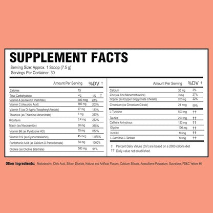 Morning Buzz Energy Drink Powder - Energy Boost Drink Mix - Sugar-Free Energy with Antioxidants - Morning Kickstart and Sports Nutrition Endurance Product - 30 Servings, Peach Rita, 8 Ounces