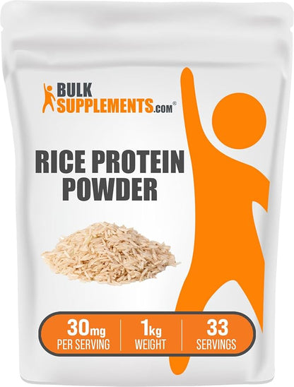 BulkSupplements.com Organic Rice Protein Powder - Unflavored Protein Powder, Plant Protein Powder - Vegan, Dairy Free & Gluten Free, 30g per Serving, 1kg (2.2 lbs) (Pack of 1)