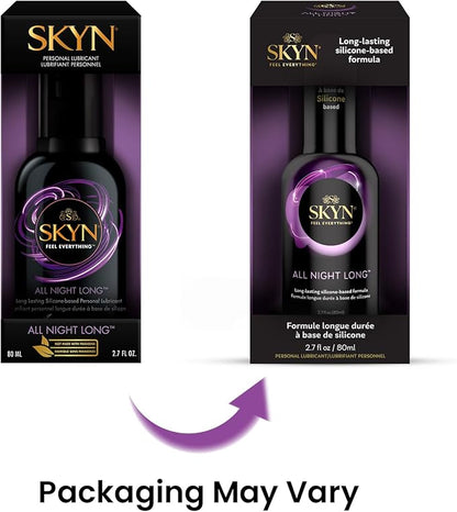 SKYN All Night Long Silicone-Based, Long Lasting Lube (2.7 oz) for Men, Women and Couples, Safe with Latex and Non-Latex Condoms