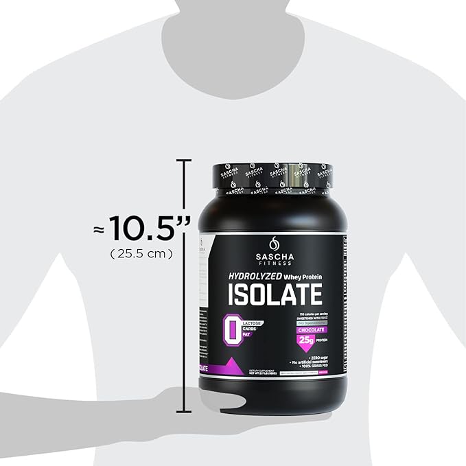 SASCHA FITNESS Hydrolyzed Whey Protein Isolate,100% Grass-Fed (2 Pound,Chocolate)
