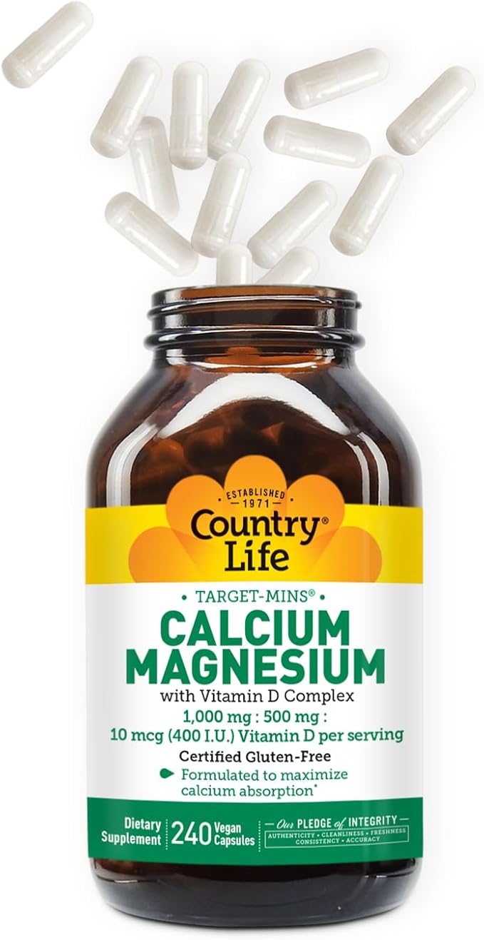 Country Life Target-Mins Calcium Magnesium with Vitamin D Complex for Total-Body Utilization and Osteoporosis Prevention