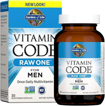 Garden of Life Vitamin Code Raw One for Men, Once Daily Multivitamin for Men, One a Day Mens Vitamins Plus Fruit, Veggies & Probiotics for Mens Health, Vegetarian Mens Multivitamins, 30 Capsules