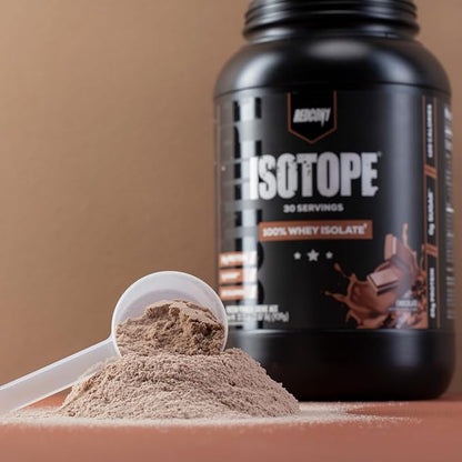 REDCON1 Isotope 100% Whey Isolate, Peanut Butter Chocolate - Keto Friendly Whey Protein Powder - Low Carb + Zero Sugar Whey Protein Isolate - Keto Protein Powder (30 Servings)