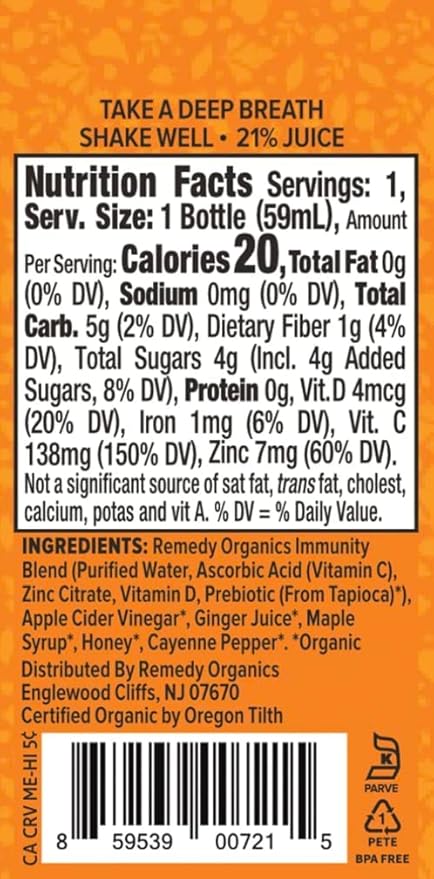 Remedy Organics Immunity Plus Shot, Variety 24-Pack | Boost Energy, Brain Function, Detoxification, and Metabolism | Certified-Organic Ingredients