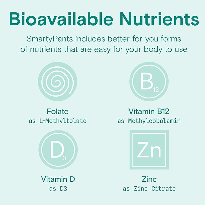 SmartyPants Organic Prenatal Vitamins for Women, Multivitamin Gummies: Biotin, Methylfolate, Omega 3 (ALA), Vitamin D3, C, Vitamin B12, B6, Vitamin A, K2 & Zinc, Vegetarian, 120 Count (30 Day Supply)