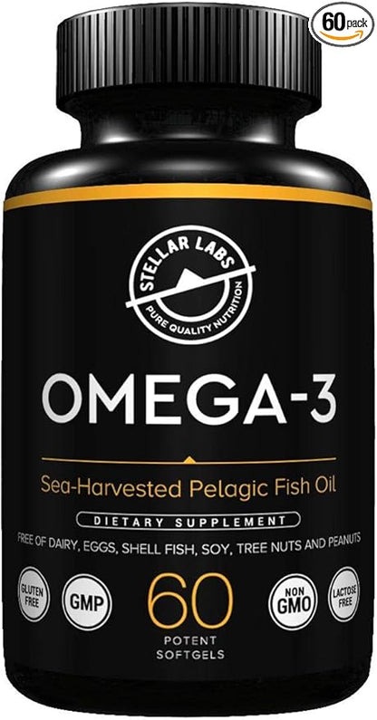Stellar Labs Omega-3 Fish Oil Supplement - 60 CT LowFODMAP Certified