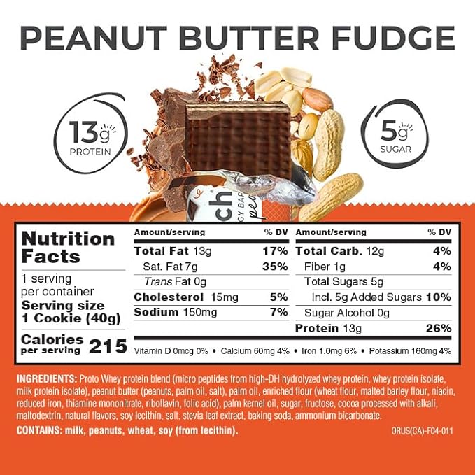Power Crunch Protein Wafer Bars, High Protein Snacks with Delicious Taste, Peanut Butter Fudge, 1.4 Ounce (12 Count)
