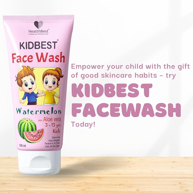 Kids Multivitamin Face Wash - Natural, Non-Toxic 100ml, Organic Watermelon for Normal, Gentle Sensitive & Dry Skin Types - Tear, Paraben, SLS Free, Pack of 1