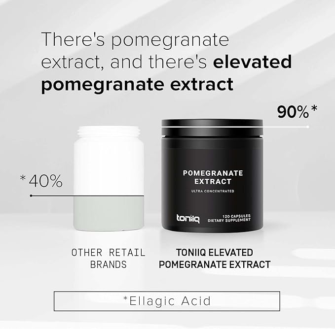 Toniiq 42,000mg 35x Concentrated Ultra High Strength Pomegranate Supplement - 90% Ellagic Acid - 2 Month Supply Capsules - Highly Concentrated Pomegranate Extract Vegetarian Capsules