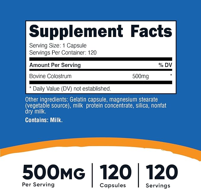 Nutricost Colostrum 500mg, 120 Capsules - Gluten Free & Non-GMO