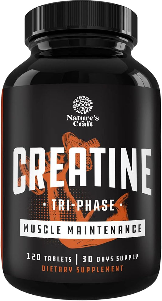 High Strength Tri Phase Creatine Pills - Muscle Mass Gainer and Muscle Recovery Creatine HCL Pyruvate and Creatine Monohydrate Pills - Optimal Muscle Builder Creatine Supplement for Men and Women