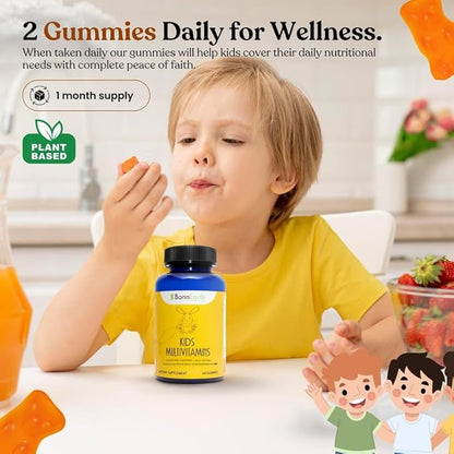 Kids Multivitamin Gummies – Easy to Chew, Delicious Multi-Flavored – Essential Vitamins A, B6, B12, C, D, E, Biotin, Iodine, Zinc – Kids Vitamins for Daily Nutritional Needs – 60 Gummies