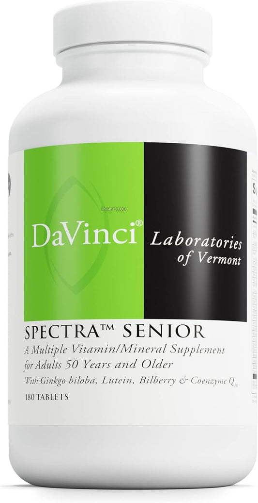 DAVINCI Labs Spectra Senior - Dietary Supplement for Cardiovascular, Ocular and Antioxidant Support - with Vitamins, Minerals, Coenzyme Q10, Ginkgo Biloba, Bilberry Extract and More - 180 Capsules