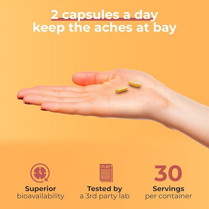 Inflame Shield | Turmeric Supplement for Inflammation Support with Ginger, Bioperine, & Bromelain | Advanced Formula for Joint Support | 60 Capsules for Men and Women