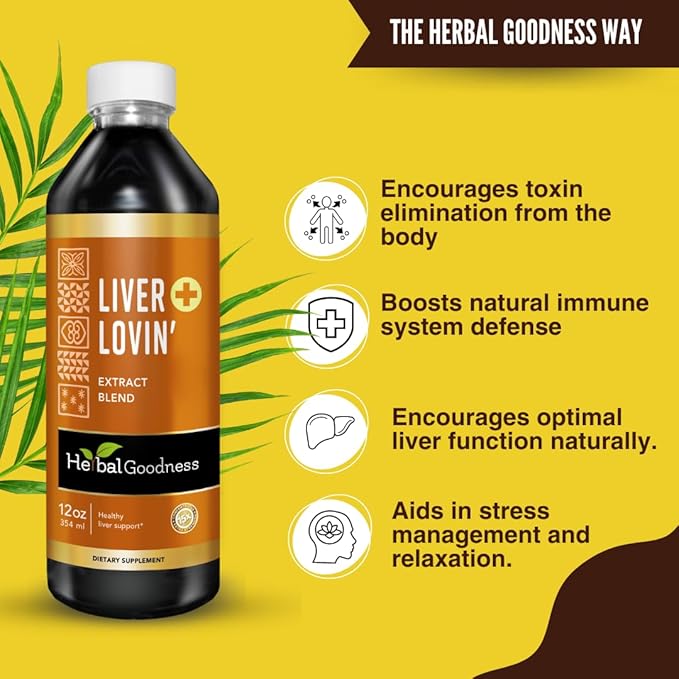 Herbal Goodness Liver Lovin Cleanse Detox & Repair Herbal Supplement - Natural Liver Support with Milk Thistle, Chanca Piedra, Burdock, Ashwaghanda & More, Digestive Aid, Non-GMO, 12oz