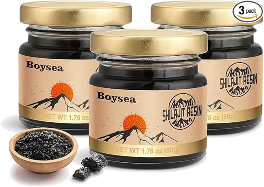 Pure Himalayan Shilajit Resin | 600 mg 80+ Servings| 85+ Trace Minerals & 75%+ Fulvic Acid for Focus & Energy| Zero Sugar| Gold Grade Pure Shilajit for Men & Women - 1.76 Oz * 3 Pcs