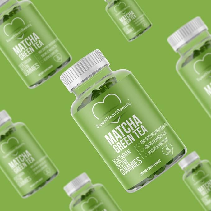 Matcha Green Tea Extract Gummy Vitamin with Green Tea Extract by Sweetheart Beauty. Matcha Energy Gummies. Green Tea Detox and Cleanse. Vegan Friendly, Gluten-Free and Non-GMO. 1 Month Supply.