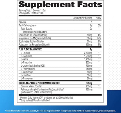 GAT SPORT Flexx EAAs + Hydration, Advanced Essential Amino Acids, 30 Servings (Blue Razz)