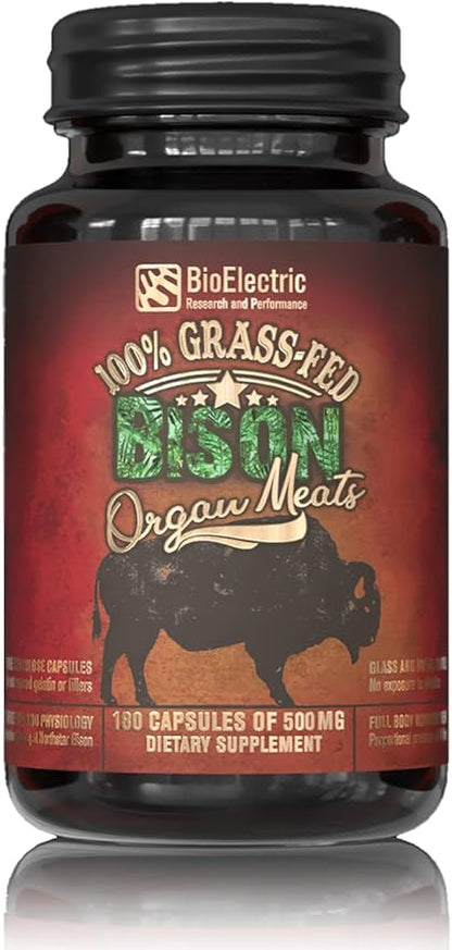BioElectric Potential 100% Grass-Fed Freeze-Dried Bison Organ Supplement- Single Source Traceable, Wild-Type Native Alternative to Beef, The Original Multi-Vitamin, Mineral, and Peptide Source