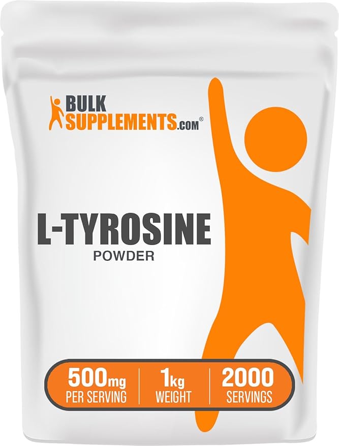 BulkSupplements.com L-Tyrosine Powder -Tyrosine Supplement, Tyrosine Powder, Tyrosine 500mg - Amino Acid Supplement, Unflavored & Gluten Free - 500mg per Serving, 1kg (2.2 lbs) (Pack of 1)