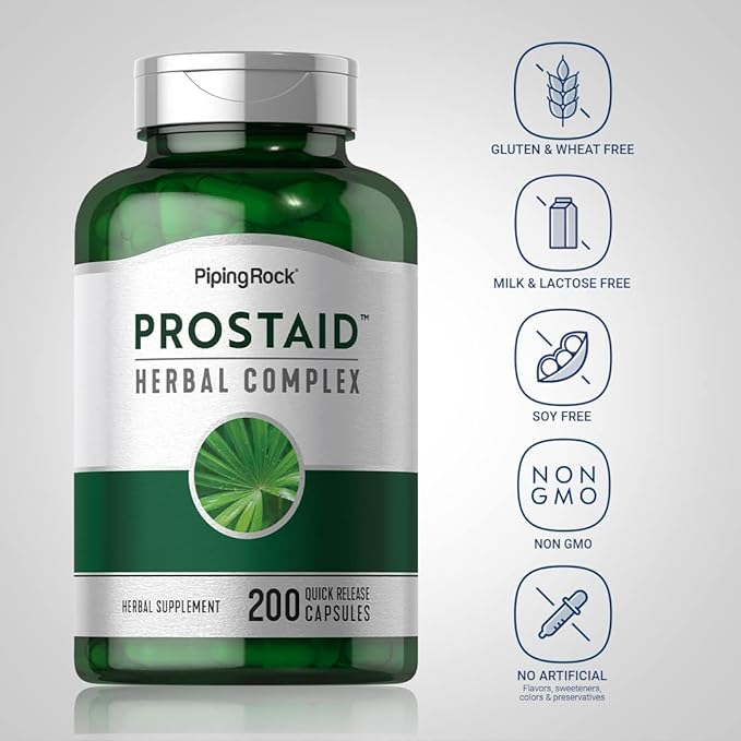 Piping Rock Prostate Supplement for Men | ProstAid Herbal Complex | 200 Capsules | Non-GMO, Gluten Free