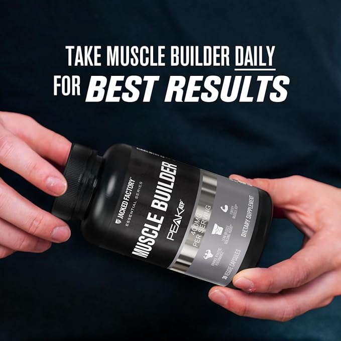 Jacked Factory Essentials Muscle Builder - Daily Muscle Builder for Men with Peak ATP to Support Lean Muscle Gain, Enhance Athletic Performance, & Fortify ATP Levels for Muscle Growth - 30 Capsules