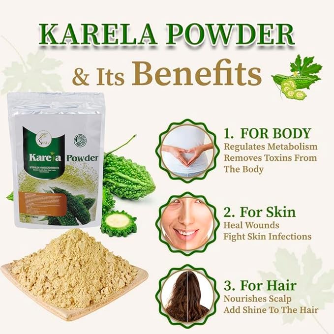 SVATV Karela Powder | Bitter Melon | Momordica Charantia | Good for Skin | Non GMO- 227 Gram, Half Pound, 8 Ounce