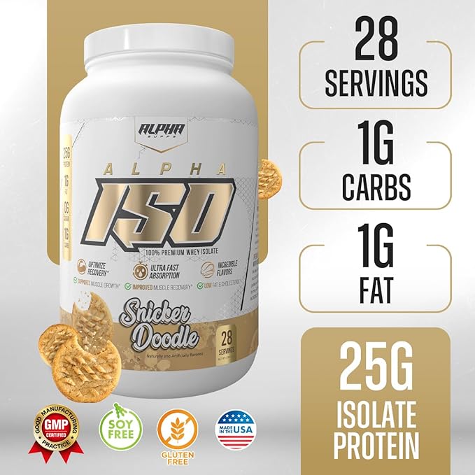 ISO, Low Carb 100% Whey Protein Isolate Powder, 25 Grams Per Serving, Helps Support Muscle Growth, Low Sugar and Gluten Free (Snicker Doodle, 2 lb)