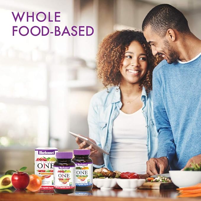 Bluebonnet Nutrition Men’s One Vegetable Capsule, Whole Food Multiple, K2, Organic, Energy, Vitality, Non-GMO, Gluten, Soy & Milk Free, Kosher, 3 Month Supply, 90 Count