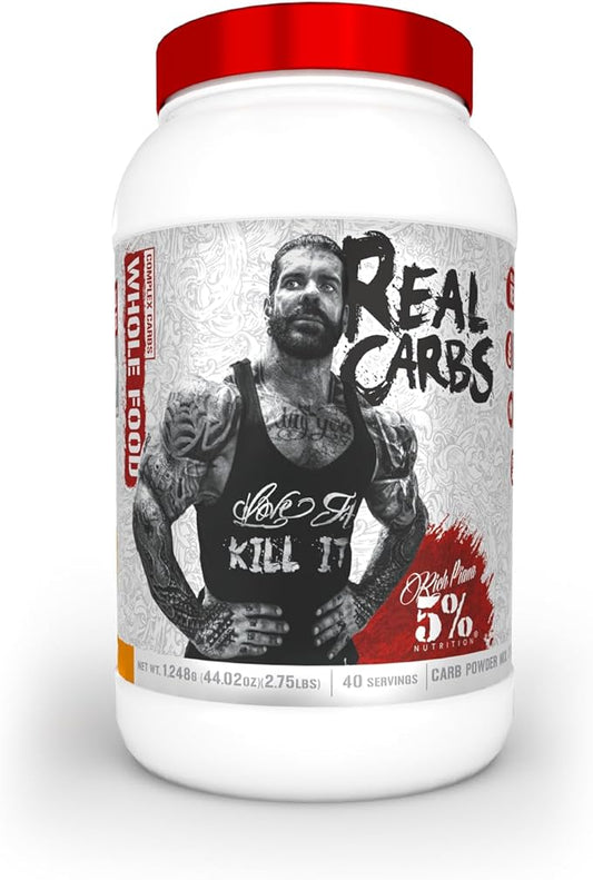 Rich Piana 5% Nutrition Real Carbs with Real Food Complex Carbohydrates, Long-Lasting Low Glycemic Energy for Pre-Workout/Post-Workout Recovery Meal, 2.75 lb, 40 Servings (Sweet Potato Pie)