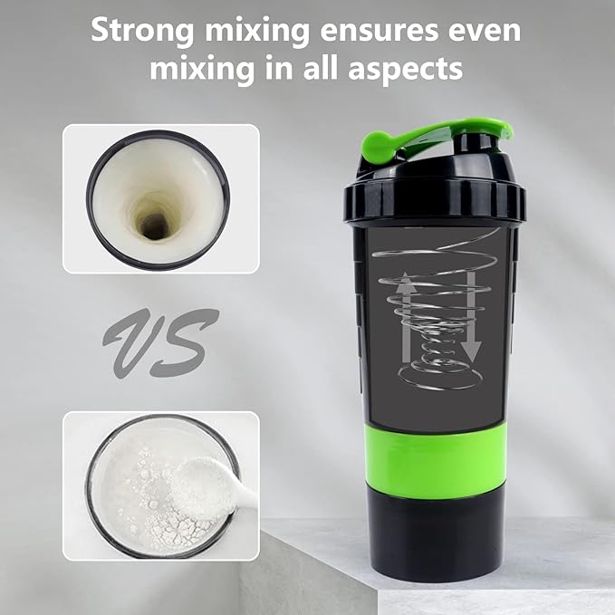 XTK Shaker Bottle 16OZ Protein Shaker Bottles with Mix Ball Portable Sports Water Bottle Leak Proof GYM Cup for Protein Mixes with Powder Storage & Pill Organizer, Idea for Pre Workout,BPA Free(green)