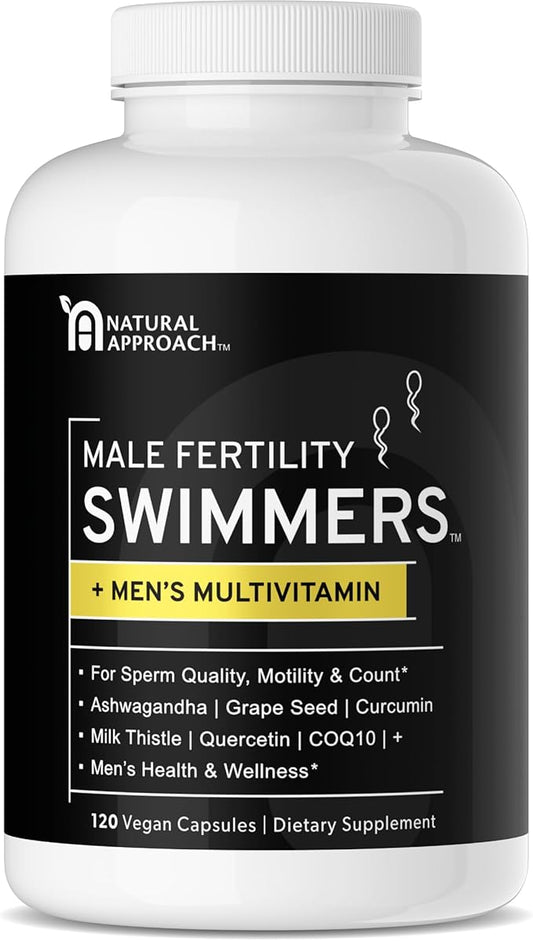 Swimmers | Fertility Support for Men | Optimal Sperm Count & Motility | Male Fertility Blend & Prenatal + Multivitamin to Support Healthy Conception | Premium Men's Health Supplement | 120 Capsules