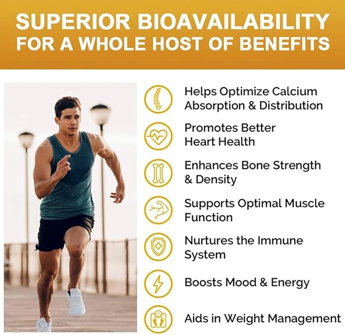 Calcium, Vitamin D3, K2 & B12 Supplement, Supports Bones, Teeth, Joints & Immune Health, Non-GMO Softgels, Yellow