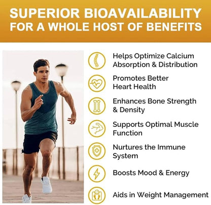 Calcium, Vitamin D3, K2 & B12 Supplement, Supports Bones, Teeth, Joints & Immune Health, Non-GMO Softgels, Yellow