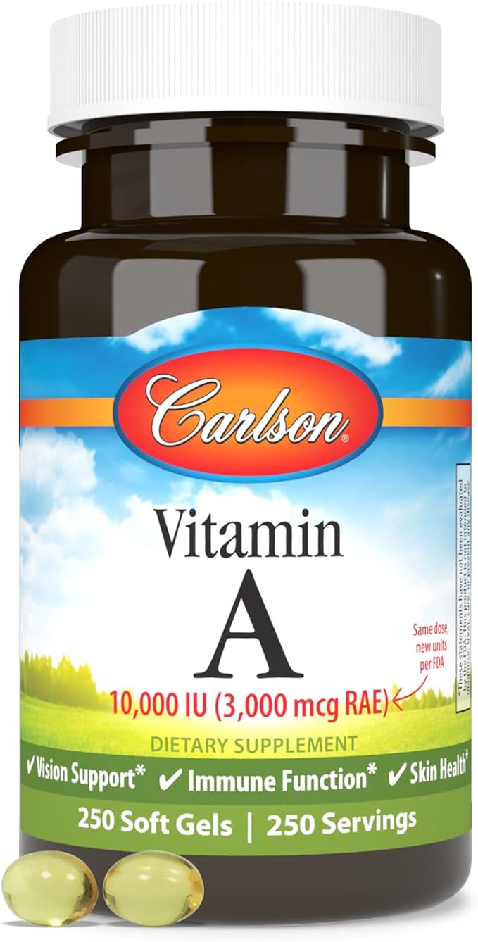 Carlson - Vitamin A, 10000 IU (3000 mcg RAE), Vision Health, 250 Softgels