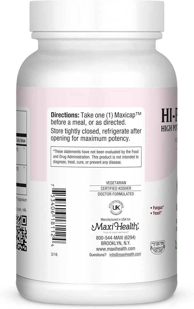 Maxi Health HI-PO Dophilus High Potency Acidophilus Probiotics, 120 Count