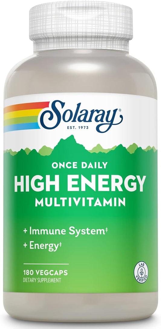 SOLARAY Once Daily High Energy Multivitamin for Women and Men - Energy Supplements - Immune Support w/Vitamin C, A, D and E, Vitamin B Complex, Trace Minerals, 60-Day Guarantee, 180 Serv, 180 VegCaps